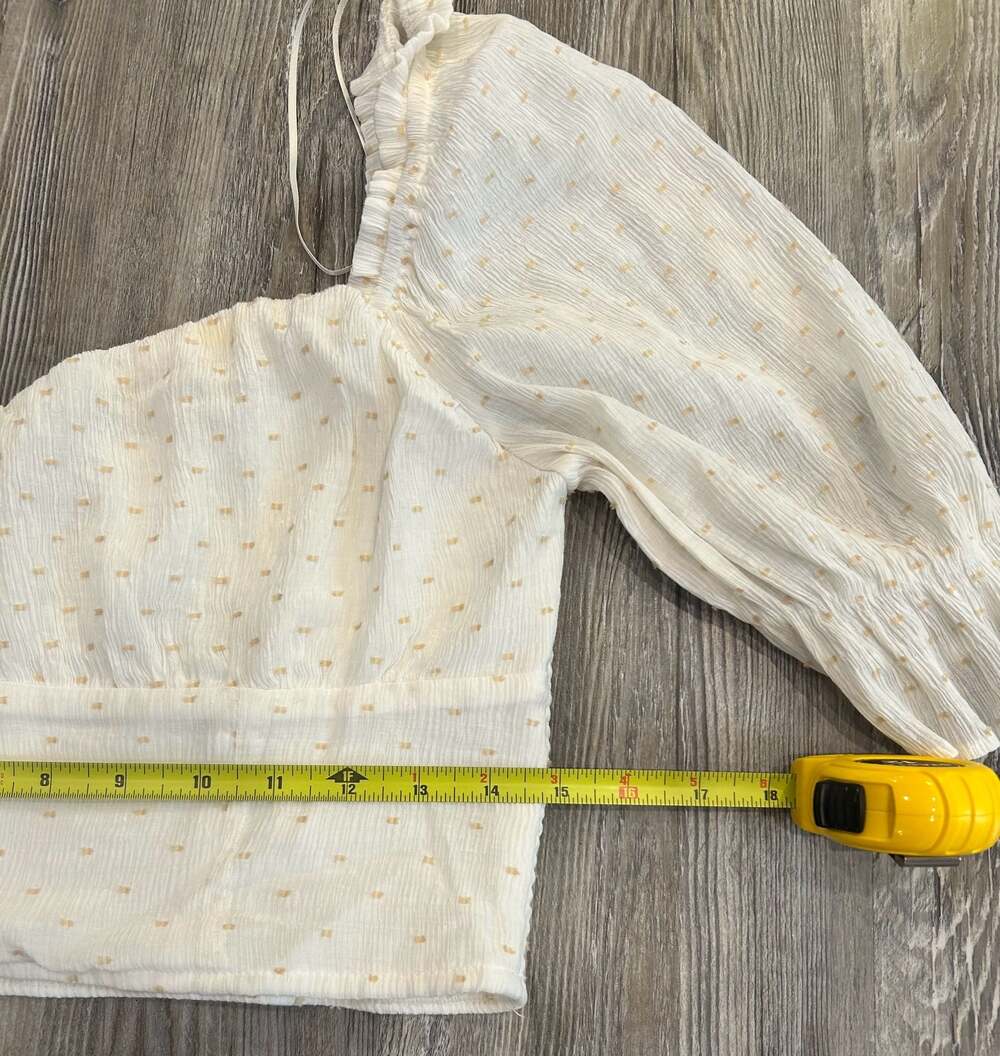 Japna Cream Swiss Dot Smocked Milkmaid Crop Top - Picture 9 of 9